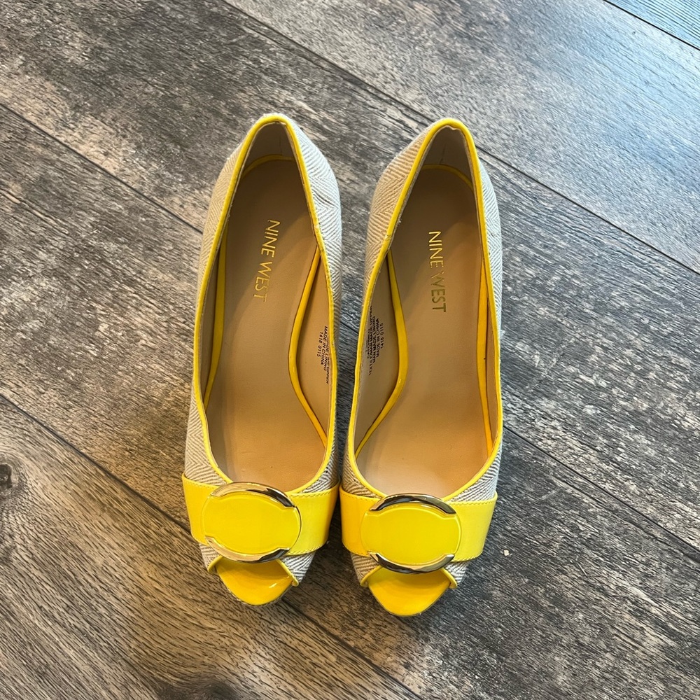 Yellow open toed heels